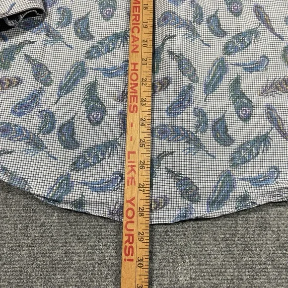 Vintage Lee Shirt Mens M Long Sleeve Button Down Peacock Feather Print Western - Picture 10 of 10